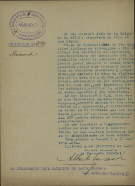 Instrucciones sobre prevención de espionaje en el frente. Leciñena, 24 diciembre 1937 (Guerra Civil).