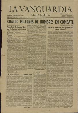 La Vanguardia. "Cuatro millones de hombres en combate", 15 de mayo de 1940