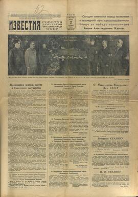 "Izvestia" Entierro de Andréi Zhdanov de , 2 de Septiembre de 1948