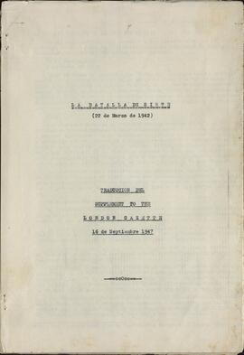 Informe sobre la Batalla de Sirte (22 de Marzo de 1942), traducido de un suplemento de "The London Gazette" del 16 de Septiembre de 1947