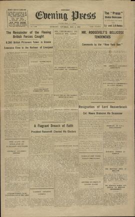 Evening Press. Guernsey. 3 Mayo 1941. "Las tendencias belicosas de Mr. Roosevelt's."