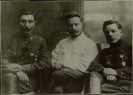 Chumikin (Soyuzfoto): "Los camaradas Voroshilov, Budenny y Frunze durante la guerra civil, 1918-1920"