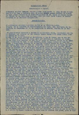 Conjunto de documentos relativos al proceso y procedimiento sumarísimo de urgencia contra el brigada de infantería Juan Galán Hernández por delito de adhesión a la rebelión, el 17 de julio de 1936 en el Cuartel de la Montaña. indultado en 1939, con numerosos documentos de personas que dan buenos informes. Vuelve a prisión en 1941. Sobreseído en julio de ese año y pasa a retirado en 1949.