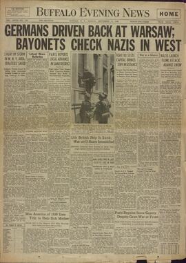 Buffalo Evening News. 11 septiembre 1939. "Los alemanes obligados a retroceder en Varsovia."