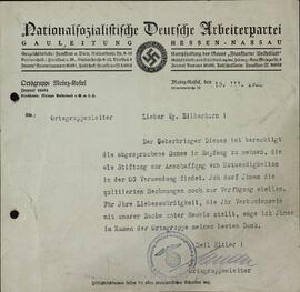 "Silberhorn. Agrupación local". Mainz-Haftel, 15 marzo 1938