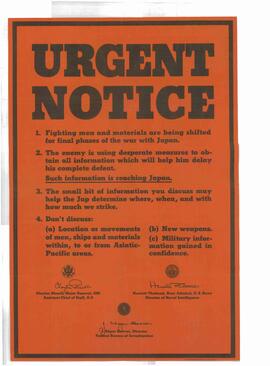 "Aviso urgente del Gobierno de los EE.UU.", 1945.