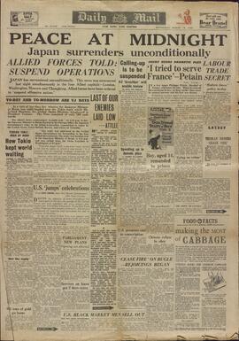 "Daily Mail", 15 de Agosto de 1945, "Paz a Medianoche".