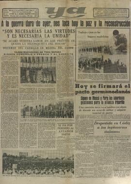 Ya. "Son necesarias las virtudes y es necesaria la unidad". Miércoles, 31 mayo 1939