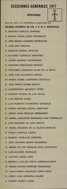 Documentos del Instituto Nacional de Estadística de las elecciones generales de 1977, normas de las mesas electorales, lista de electores de la sección de Arganzuela y papeletas.