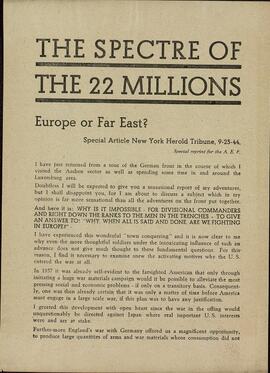 "El espectro de los 22 millones. Europa o el Lejano Oriente?". 25 septiembre 1944