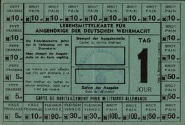 "Cartilla de racionamiento para miembros de la Wehrmacht alemana. 1 día"