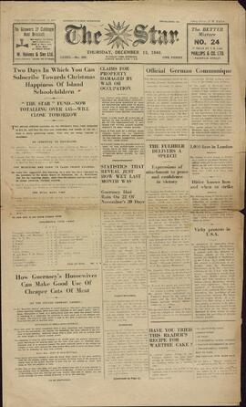 "The Star", el Periódico más Antiguo de Guernsey. 12 Diciembre 1940. "Comunicado oficial alemán."