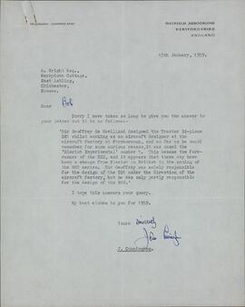 Cunningham, John. "Carta a Robert Wright". 15 enero 1959