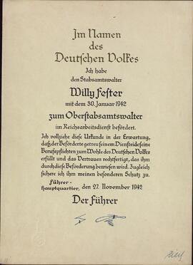 Hitler, Adolf. "En nombre del pueblo alemán". Willy Foster. 27 noviembre 1942