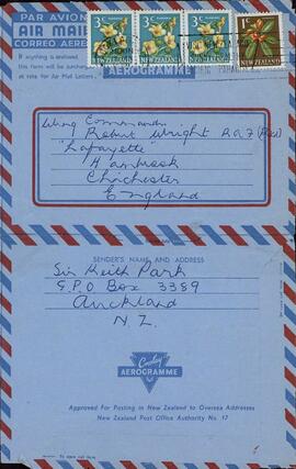 Park, Keith. Carta a Robert Wright, 25 Enero 1969