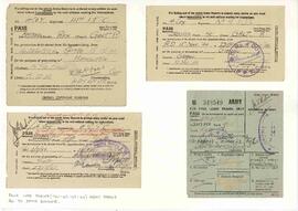 Cuatro pases temporales de guerra para el soldado Galt R. 1941 - 1944
