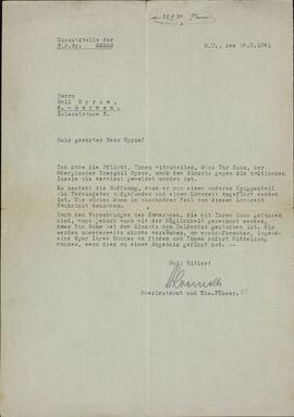 Syrow, Emil. "Puesto de servicio del correo militar. 18 septiembre 1941"