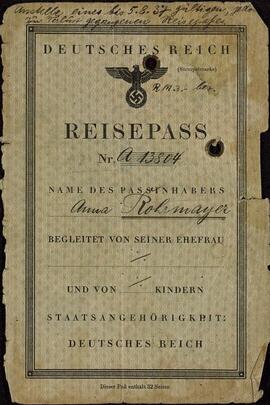 "Rohmayer, Anna. Pasaporte. Reich alemán. Munich, 22 julio 1937"