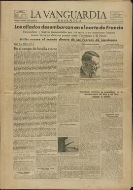 La Vanguardia. "Los aliados desembarcan en el norte de Francia", 7 de junio de 1944