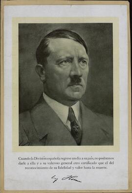 Hitler, Adolfo. Fotografía impresa de una litografía de un retrato.