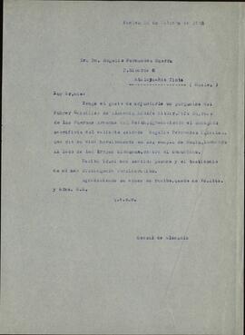 Consulado de Alemania en Huelva. Carta, adjuntando certificado oficial de reconocimiento del Führer por el fallecimiento de Rogelio Fernández Guerra, que luchó en Rusia.