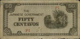 "El gobierno japonés. Cincuenta centavos" (Filipinas)