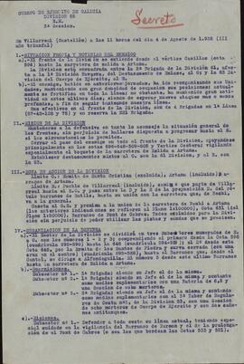 Informe militar. Villarreal, 4 agosto 1938 (Guerra Civil).