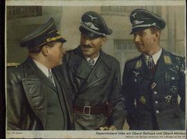 Postal con imagen del coronel general Udet con el coronel Galland y el coronel Mölders