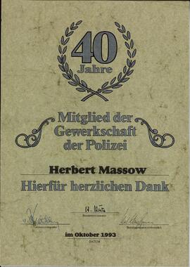Massow, Herbert. Conjunto de documentos, 1936 - 1993