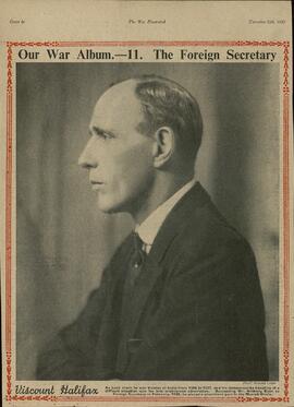 La Guerra Ilustrada: "Nuestro album de guerra: El Ministro de Exteriores, el Vizconde de Halifax". 25 noviembre 1939