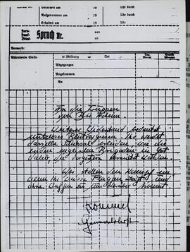 Fox Photos: Reproducción de telegrama de Rommel "a las tropas de Bir Hacheim" pidiendo la rendición. "Distribuido por el Ministerio de Información. 3 octubre 1942"