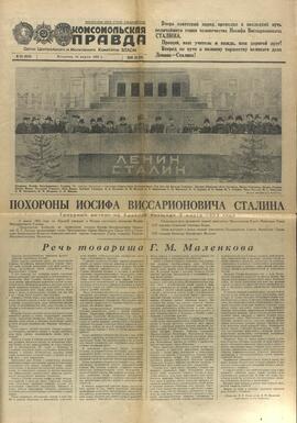 Pravda, "Muerte de Stalin",  10 de Marzo de 1953. Edición Especial