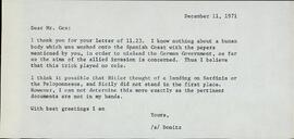 Grupo de 7 cartas: Doenitz, Karl. A Emile J. Gex. 11 Diciembre 1971