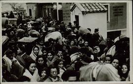 Llegada de refugiados españoles republicanos al Campo de concentración de Argelés en Canet Plage (Pyrenees Orientales), 1939.  Perteneciente a un conjunto de fotografías de la llegada de refugiados españoles republicanos al Campo de concentración de Argelés al finalizar la Guerra Civil española, 1939.