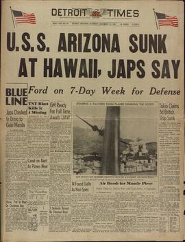 Detroit Times. 13 Diciembre 1941. "Los japoneses dicen que el U.S.S. Arizona se hundió en Hawai."