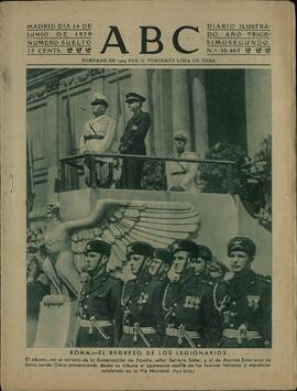 ABC. "Roma, el regreso de los Legionarios". Madrid, 14 Junio 1939.