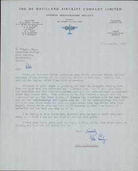 Cunningham, John. "Carta a Robert Wright". 27 Agosto 1957
