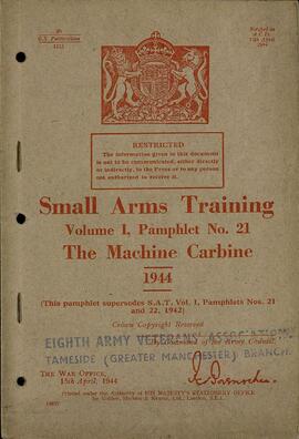 Pequeño entrenamiento de armas. Volumen I, panfleto no. 21. La máquina carabina, 1944. Ministerio de guerra