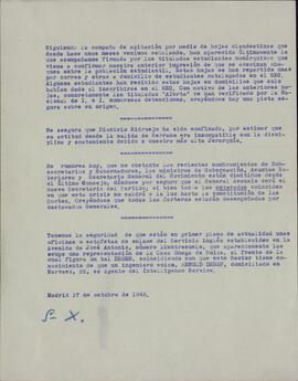 Informe con diversos asuntos de prensa. 17 de octubre de 1942