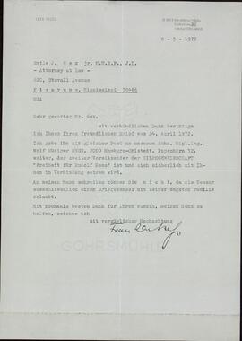 Carta de Ilse Hess (Sra. de Rudolf Hess) a Emile J. Gex. 8 mayo 1972