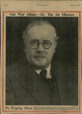 La Guerra Ilustrada, Nº 14. "Nuestro album de guerra: El Ministro del Aire, Sir Kingsley Wood". 16 diciembre 1939