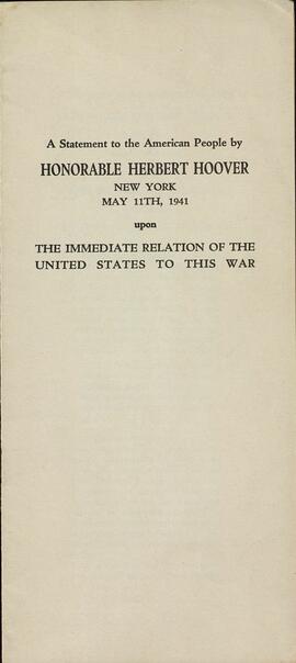 "Honorable Herbert Hoover". Nueva York, 11 Mayo 1941