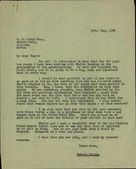 Wright, Robert. Copia de carta a Leman, 30 mayo 1961