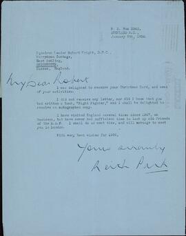 Park, Keith. Carta a Robert Wright, 9 enero 1958