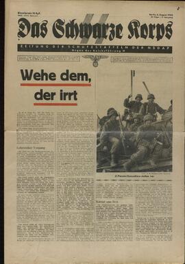 Das Schwarze Korps. Periódico para la defensa del Partido Nacionalsocialista Obrero Alemán. Berlín, 5 de Agosto de 1943