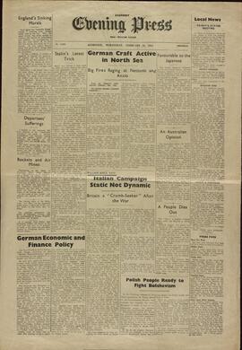 Evening Press. Guernsey. 16 febrero 1944. "La marina alemana activa en el Mar del Norte."