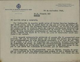 Carta sobre Gibraltar del Colegio Oficial de Ingenieros Industriales de Madrid: 14 noviembre 1963