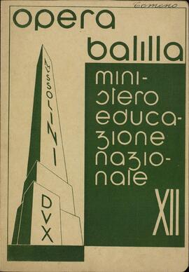Ministero Dell'Educazione Nazionale. Opera Nazionale "Balilla": Placido Tomeno. 30 Junio 1934