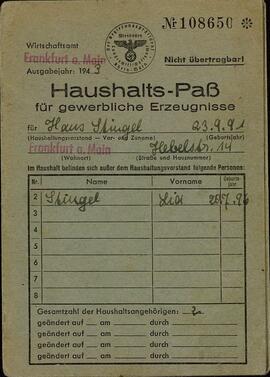 Stingel, Haus. "Casas - Pase para productos comerciales". 23 septiembre 1941