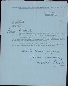 Park, Keith. Carta a Robert Wright, 12 Enero 1959